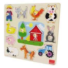 Puzzle encajable siluetas granja de madera goula 12 piezas 31x30x1.5 cm Puzzle encajable siluetas granja de madera goula 12 piezas 31x30x1.5 cm