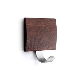 Inofix Colgador adhesivo wengue con gancho, acero inoxidable/madera, 51 x 45 x 24 mm