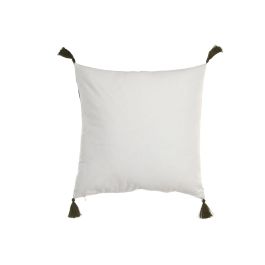 DKD Home Decor Cushions 2c25 Cojín Boho Algodón Blanco Verde 45 x 45 cm (2 Unidades) con Cremallera