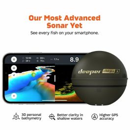 Deeper DEE4779032950992 Sonda de Pesca Inalámbrica CHIRP+3D con GPS y Creación de Mapas 3D - Negra