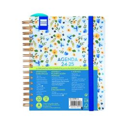 Agenda Finocam Flowers Multicolor Cuarto 15,5 x 21,2 cm 2024-2025 Docente