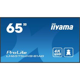 Monitor Iiyama 65" 3840X2160, Uhd Ips Panel, Haze 25%, 500Cd/M², Landscape And Portrait, Signal Failover, Speakers 2X 10W, Multiple Inputs (Dvi-I (Vga), Hdmi 3X), Dp-Out (Mst/Mirror/Tiling), Usb 2.0 X2, Wifi, Lan, Media Play Usb Port, Control Lan /