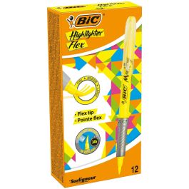 Marcador Fluorescente Bic Highlighter Flex Amarillo 12 Piezas