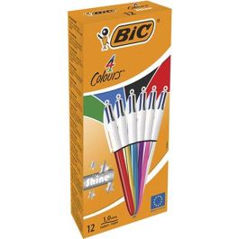 Set de Bolígrafos Bic Shine Silver Blanco Multicolor (12 Piezas)