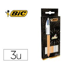 Boligrafo de tinta líquida Bic 992580 1 mm Multicolor Dorado (3 Piezas)