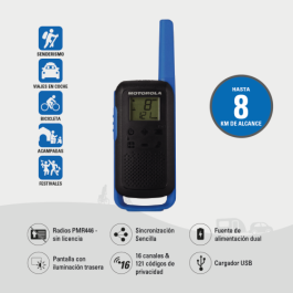 Pack 2 Walkie Talkie T62 Azul Motorola 59T62BLUEPACK