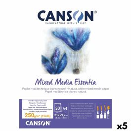 Bloc de dibujo Canson Mixed Media Essentia Blanco Blanco Natural A4 30 Hojas (5 Unidades)