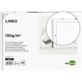 Bloc Dibujo Liderpapel Lineal Espiral 230x325 mm 20 Hojas 130 gr-M2 Con Recuadro 2 Taladros Perforado