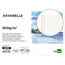 Bloc Dibujo Liderpapel Acuarela Encolado 210x297 mm 20 Hojas 300 gr-M2 Sin Recuadro 4 unidades Precio: 39.49999976. SKU: B16ERL4Y5G