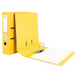 Archivador De Palanca Liderpapel A4 Documenta Forrado Pvc Con Rado Lomo 75 mm Amarillo Compresor Metalico 6 unidades