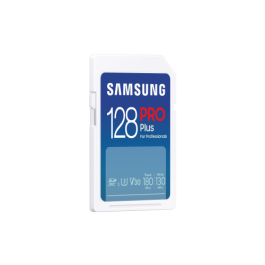 Samsung MB-SD128S Tarjeta de Memoria PRO Plus SDXC 128GB Clase 10, UHS-I, U3, V30, Lectura 180MB/s, Escritura 130MB/s (2023)