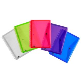 Carpeta Liderpapel Dossier Broche 36669 Polipropileno Din A4 Pack De 5 Col.Surtidos Transparente Multitaladro