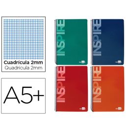 Cuaderno Espiral Liderpapel Cuarto Inspire Tapa Dura 80H 60 gr Milimetrado 2 mm Con Margen Colores Surtidos 10 unidades