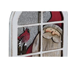 DKD Home Decor Decoración de Pared Navideña Tradicional, Madera y Cuerda, Papá Noel, Muñeco Nieve, Blanco Rojo, 4 Unidades, 1.2x24x18.5 cm