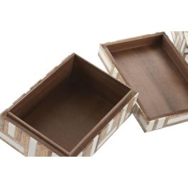 DKD Home Decor Joyero Urban Natural Blanco Mango Resina 13 x 7.5 x 18 cm Set de 2