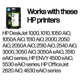 HP N9J72AE Tinta Negro y Tricolor Original Alto Rendimiento 301 Precio: 50.94999998. SKU: S8410025
