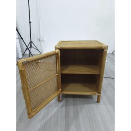 DKD Home Decor Mesita Auxiliar de Abeto y Ratán Tropical con 1 Puerta y 1 Estante Marrón Claro 46x35x60 cm DKD Home Decor Mesita Auxiliar de Abeto y Ratán Tropical con 1 Puerta y 1 Estante Marrón Claro 46x35x60 cm