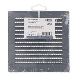 Edm Rejilla de ventilación cuadrada 150x150x7mm con tapones y mosquitera ABS gris