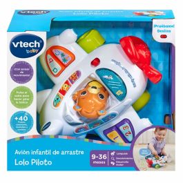 Avión infantil de arrastre lolo piloto con luces y sondios. 25x13,3x21,6 cm