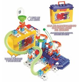 Circuito de canicas interactivo marble rush storage box con 70 piezas y 2 niveles de dificultad ¡con catapulta!