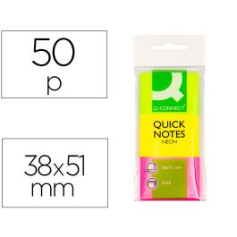 Bloc De Notas Adhesivas Quita Y Pon Q-Connect 38x51 mm Neon Pack De 3 Unidades Con 50 Hojas Por Color