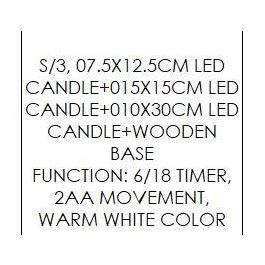 DKD Home Decor Vela LED Navidad Alpina, Set de 4, con Mando a Distancia, Cera y Madera, Blanco Verde, 7x7x15 cm