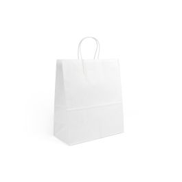 Algon Set de 3 Bolsas de Papel Blancas de 26 x 14 x 31 cm (24 Unidades)