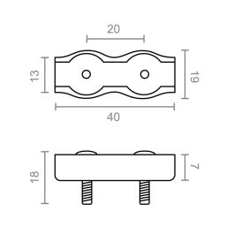 Edm Sujetacable Plano Doble Sjt02 4 Mm Galvanizado Blister 2 Unidades