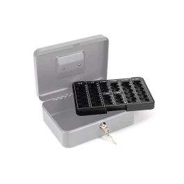 Q-connect Caja caudales 10/ 250x180x90 mm Plata con portamonedas y 2 juegos de llaves