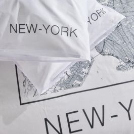 Today TOD3574641256562 Juego de cama JAVA de Algodón 240x220 cm para 2 personas, Estampado New York, Blanco