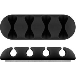 MicroConnect CABLEMANA-16 Sujetacables Adhesivo 4 Ranuras, 2 Unidades, Negro