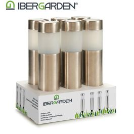 Baliza Solar Acero Ibergarden 6x27x6 cm, Blanco/Plata, Panel Solar 2V (12 Unidades) Baliza Solar Acero Ibergarden 6x27x6 cm, Blanco/Plata, Panel Solar 2V (12 Unidades)