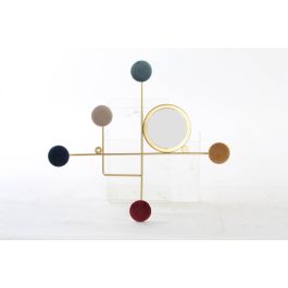DKD Home Decor Perchero de Pared Urban Multicolor Dorado de Metal y Espejo - Pack 4 Unidades (Alto 38 x Ancho 43 x Largo 5 cm)