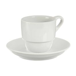 Set 6 Tazas Cafe Porcelana Blanca Con Plato 200Ml Vessia 22X8CM (6 Unidades) Set 6 Tazas Cafe Porcelana Blanca Con Plato 200Ml Vessia 22X8CM (6 Unidades)