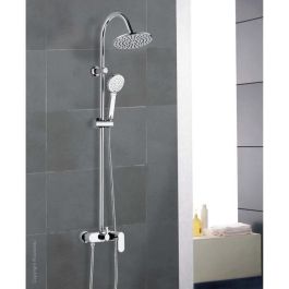 Edouard Rousseau Columna de ducha Dakota Grifo mezclador mecánico Cromada Cabezal Ø 200mm Ducha Mano Ø 100mm Montaje Pared Ahorro Agua Edouard Rousseau Columna de ducha Dakota Grifo mezclador mecánico Cromada Cabezal Ø 200mm Ducha Mano Ø 100mm Montaje Pared Ahorro Agua