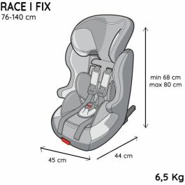 Silla de coche NANIA RACE I FIX isofix 76-140 cm R129  de 3 a 10 años  Reposacabezas regulable  Base basculante  Negra  Fabricación francesa