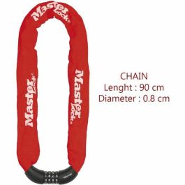 MASTER LOCK Candado de cadena para bicicleta [Combinación] [Cadena de 90 cm] [Rojo] 8392EURDPROCOLR