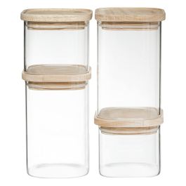 Set de 4 Botes Secret de Gourmet Cocina Apilable Vidrio