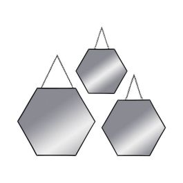 Set 3 espejos negros hexagonales 19,8x17,5cm/25x22,5cm/29,5x26cm Precio: 14.95000012. SKU: S7910236
