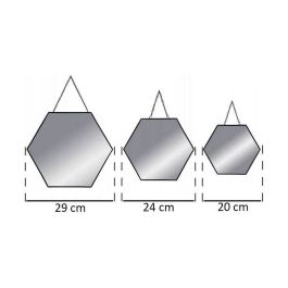 Set 3 espejos negros hexagonales 19,8x17,5cm/25x22,5cm/29,5x26cm