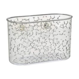 Cesta de plastico transparente rectangular para baño con ventosas modelo galet