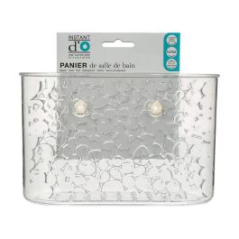 Cesta de plastico transparente rectangular para baño con ventosas modelo galet