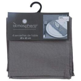 Pack 4 servilletas de algodón color gris 40x40cm