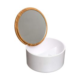 Caja almacenamiento con espejo baño bambu-blanco colección 'natureo'