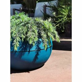 Jardinera redonda RIVIERA GRANIT BOULE - Plástico - Diámetro 40 cm - Azul