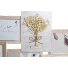 DKD Home Decor Marco de Fotos Múltiples Estilo Shabby Chic con Madera Paulownia Natural y Cristal – Dimensiones 54x36.7x2.4 cm