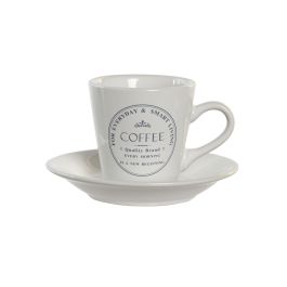 DKD Home Decor Set de 6 Tazas de Café Básicos Blancas de 90ml con Platillos de 11x11x2 cm, Fabricado en Gres y Metal Precio: 23.59000028. SKU: S3044744