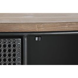 DKD Home Decor Buffet Loft Negro Marrón 145.5x45x76 cm con Botellero, 3 Cajones, 2 Puertas de Abeto y Metal Desmontable