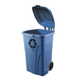 Papelera Contenedor Q-Connect Plastico Con Tapadera 240 L Color Azul 1040x620x610 mm Con Ruedas