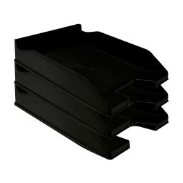 Bandeja Sobremesa Plastico Q-Connect Negro Opaco 100% Reciclado 240x70X340 mm 6 unidades